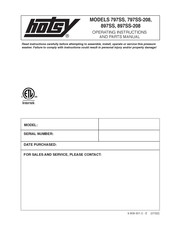 Hotsy 797SS-208 Operating Instructions And Parts Manual