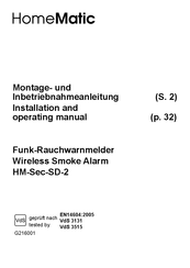 HomeMatic HM-Sec-SD-2 Installation And Operating Manual