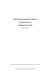 Nixie Dream 4 Tube Clock V1.00 IN-14 Operation Manual
