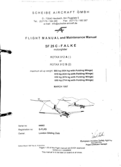 Scheibe Aircraft SF 25 C-FALKE Flight Manual And Maintenance Manual