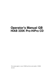 HIAB 335K HiPro CD CE Operator's Manual