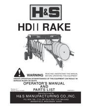 H&S HDII RAKE Operator's Manual And Parts List