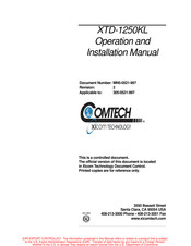Comtech Xicom Technology XTD-1250KL Operation And Installation Manual