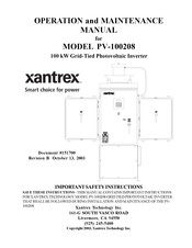 Xantrex PV-100208 Operation And Maintenance Manual