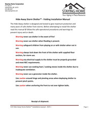 Staying Home Hide-Away Storm Shelter Folding Installation Manual