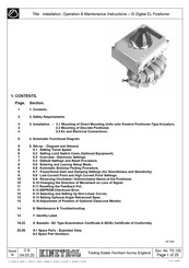 Kinetrol 05 EL Installation, Operation & Maintenance Instructions Manual