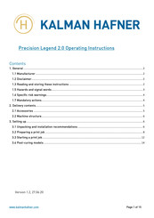 Kalman Hafner Precision Legend 2.0 Operating Instructions Manual