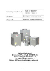 National Lab PCGE 111 Operating And Maintenance Manual