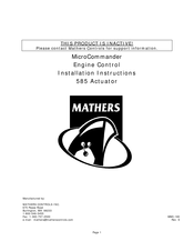 MATHERS CONTROLS MicroCommander Installation Instructions Manual