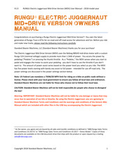 Standard Bearer Machines RUNGU Electric Juggernaut Mid-Drive Owner's Manual
