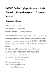 CHINSC ELECTRIC SVF-G7-G15/P18.5T4 Operation Manual