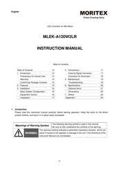 MORITEX MLEK-A120W2LR Instruction Manual