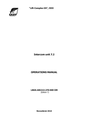 LKDS Intercom unit 7.2 Operation Manual
