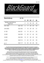 BlackGuard UNI 3500 Instruction Manual