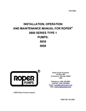 Roper Pump Company 5600 Series Installation, Operation And Maintenance Manual