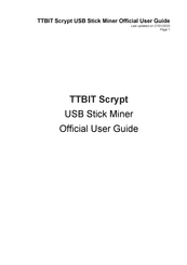 TTBIT Scrypt USB Official User Manual