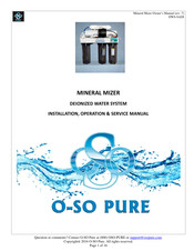 O-SO Pure DWS-SADI Installation, Operation & Service Manual