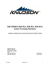 Knudson KR-56A General Operating And Maintenance Instructions
