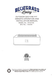 Bluegrass Living 140349 Owner's Operation And Installation Manual