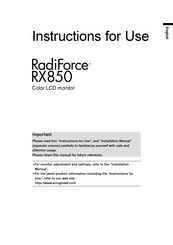 Eizo RadiForce RX850 Instructions For Use Manual