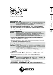 Eizo RadiForce RX850 Instructions For Use Manual