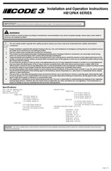 ECCO SAFETY GROUP Code 3 HB12PAK Series Installation And Operation Instructions Manual