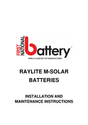 First National Battery RAYLITE M-SOLAR Installation And Maintenance Instructions Manual