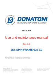 DONATONI JET FRAME 625 2.0 Use And Maintenance Manual