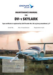 DOVA AIRCRAFT DV-1 SKYLARK Maintenance Manual