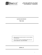 DORTEK TSA 160 Manual