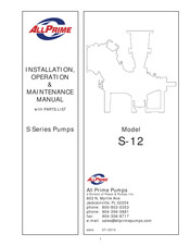 ALL PRIME S-12 Installation, Operation & Maintenance Manual