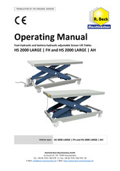 R. Beck Maschinenbau HS 2000 LARGE AH Operating Manual