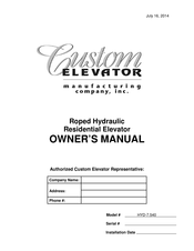 Custom Elevator HYD-7.540 Owner's Manual