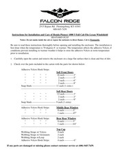 FALCON RIDGE HO-P10005-FC05 Instructions For Installation And Care