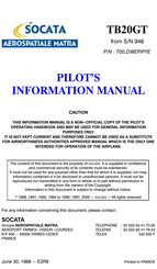 SOCATA TB20GT Pilot's Information Manual