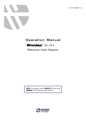 SHOKO SCIENCE Shodex RI-504 Operation Manual
