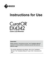Eizo CuratOR EX4342 Instructions For Use Manual