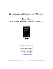 AquatiControl Technology ELC-800r Operation And Maintenance Manual