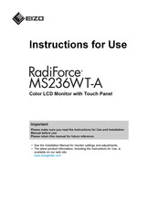 Eizo RediForce MS236WT-A Instructions For Use Manual