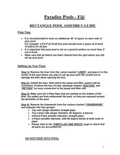 Paradise Pools Fiji Assembly Manual