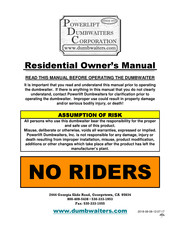 Powerlift Dumbwaiters Corporation MJ-500 Owner's Manual