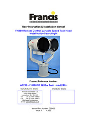 Francis Searchlights FH380RC User Instruction & Installation Manual