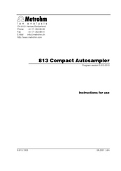 Metrohm 813 Instructions For Use Manual