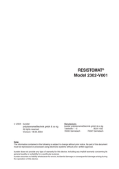 Burster RESISTOMAT 2302-V001 Manual