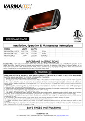 Varma Tec HED66GBK20 Installation, Operation & Maintenance Instructions Manual