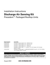 Trane Precedent FIADAST003 Series Installation Instructions Manual