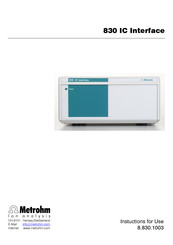 Metrohm 830 Instructions For Use Manual