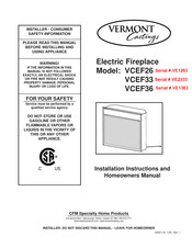 Vermont Castings VE1363 Installation Instructions And Homeowner's Manual