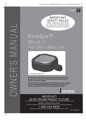 Intex PureSpa SPJ-H-11 Owner's Manual