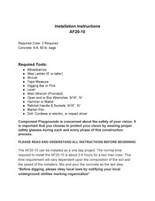 Component Playgrounds AF20-10 Installation Instructions Manual
